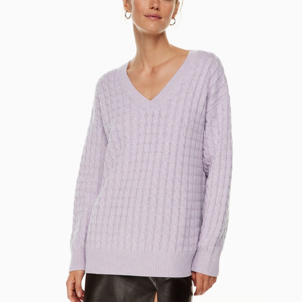 Wilfred Dimension Cableknit Breeze Merino Sweater Light Lavender SZ L